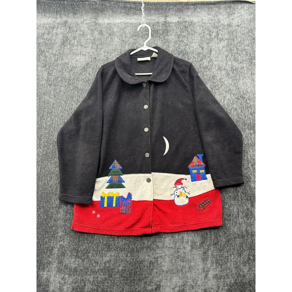 Vintage Studio Works Sweatshirt Womens‎ Large Multi Christmas Snowman Crescent